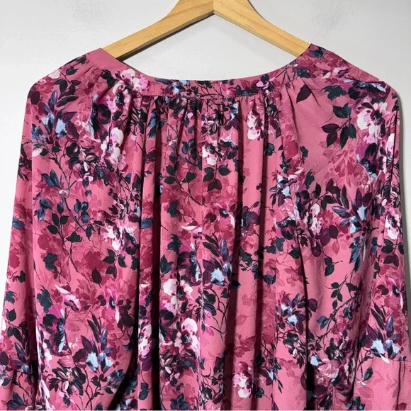 Torrid Georgette Floral Puff Sleeve Peasant Blouse 2X Pink - Picture 9 of 13